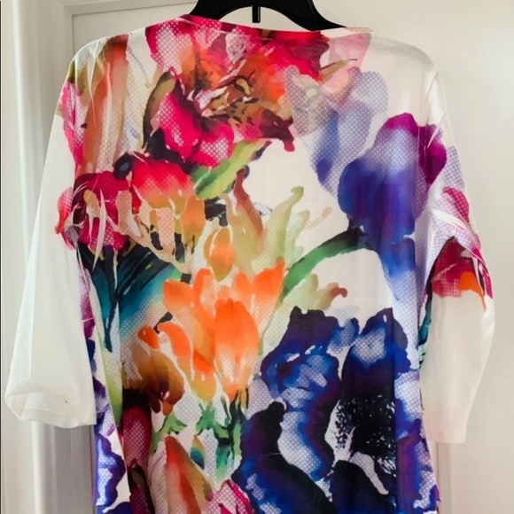 COLDWATER CREEK BRIGHT FLORAL SHIRT SZ MEDIUM - Picture 2 of 6